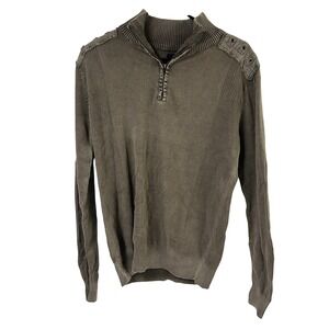 Military Quarter Zip Pullover Sweater S Brown Utility Gorpcore Grunge Tactical